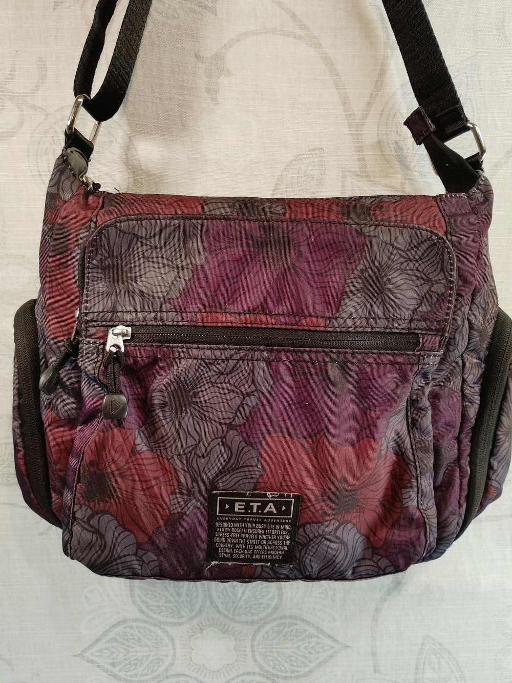 E.T.A. Floral Crossbody Bag in Purple and Red